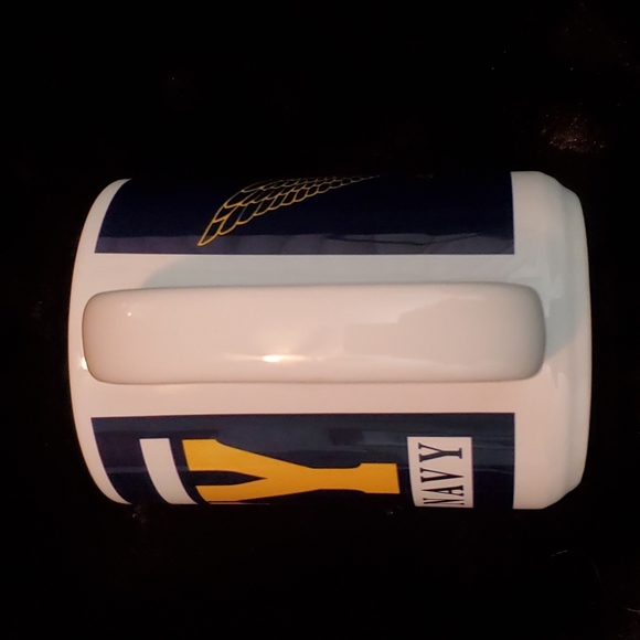 31)  UNITED STATES NAVY Coffee Cup-White/Blue/Yellow-Eagle Flying-15oz-EC - Picture 4 of 7